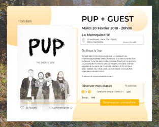 UI billetterie PUPtheband