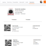 Carnet de vouchers sur l'espace client