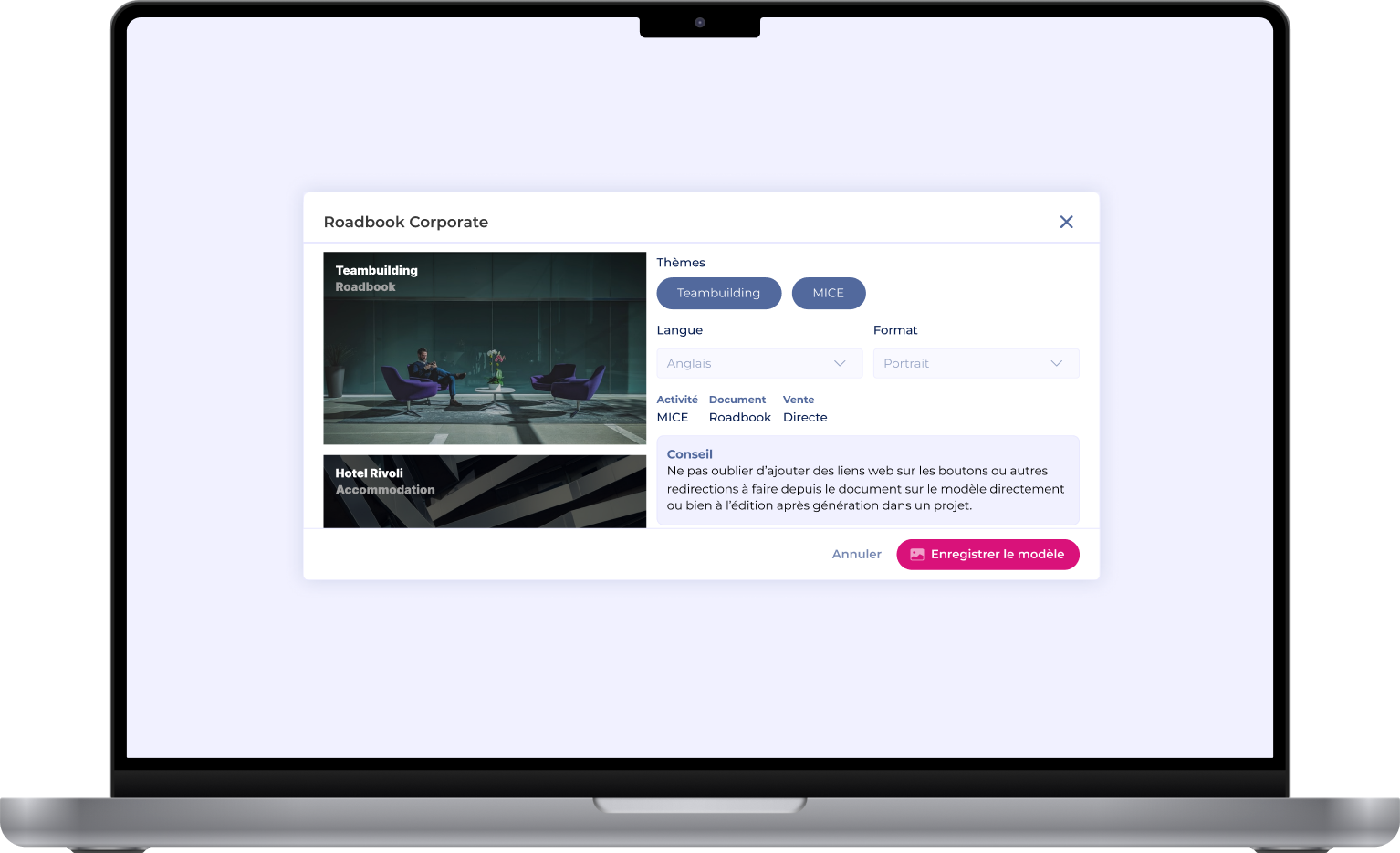 imac mockup ui preview modal of a slides document template